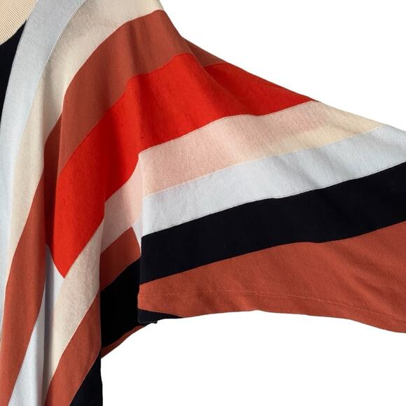 COS Striped Asymetric Long Knit Top Sweater Black Rust Blue size XS - Picture 5 of 11